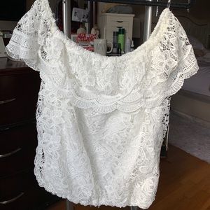 Off the shoulder white lace